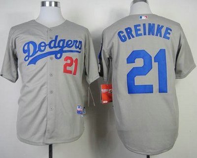 Los Angeles Dodgers #21 Zack Greinke Grey Cool Base Baseball MLB Jersey Los Angeles Dodgers #21 Zack Greinke Grey Cool Base Baseball MLB Jersey