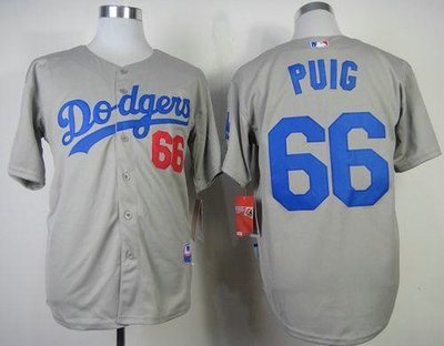 Los Angeles Dodgers #66 Yasiel Puig Grey Cool Base Baseball MLB Jersey Los Angeles Dodgers #66 Yasiel Puig Grey Cool Base Baseball MLB Jersey