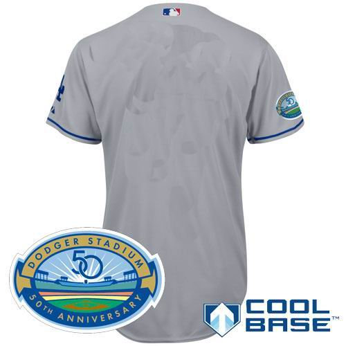 Los Angeles Dodgers blank grey Cool Base Jersey wDodger Stadium 50th Anniversary Patch Los Angeles Dodgers blank grey Cool Base Jersey wDodger Stadium 50th Anniversary Patch