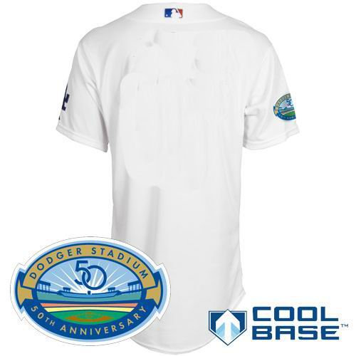 Los Angeles Dodgers blank white Cool Base Jersey wDodger Stadium 50th Anniversary Patch Los Angeles Dodgers blank white Cool Base Jersey wDodger Stadium 50th Anniversary Patch