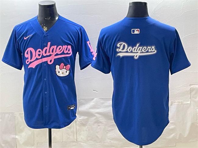 Men's Los Angeles Dodgers Team Big Logo Royal Hello Kitty Night Stitched Baseball Jerseys Men's Los Angeles Dodgers Team Big Logo Royal Hello Kitty Night Stitched Baseball Jerseys