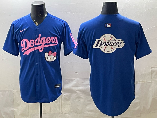 Men's Los Angeles Dodgers Team Big Logo Royal Hello Kitty Night Stitched Baseball Jersey Men's Los Angeles Dodgers Team Big Logo Royal Hello Kitty Night Stitched Baseball Jersey