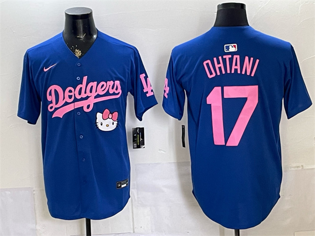 Men's Los Angeles Dodgers #17 Shohei Ohtani Royal 2025 Hello Kitty Vapor Limited Stitched Baseball Jersey Men's Los Angeles Dodgers #17 Shohei Ohtani Royal 2025 Hello Kitty Vapor Limited Stitched Baseball Jersey