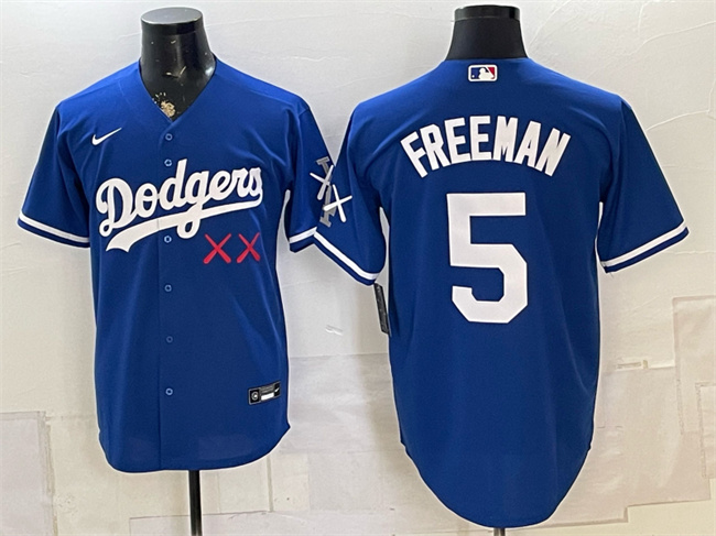 Men's Los Angeles Dodgers x KAWS #5 Freddie Freeman Royal Vapor Premier Limited Stitched Baseball Jersey Men's Los Angeles Dodgers x KAWS #5 Freddie Freeman Royal Vapor Premier Limited Stitched Baseball Jersey
