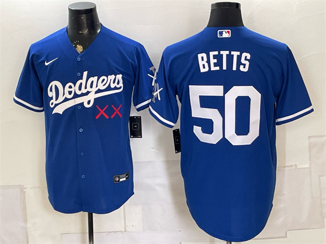 Men's Los Angeles Dodgers x KAWS #50 Mookie Betts Royal Vapor Premier Limited Stitched Baseball Jersey