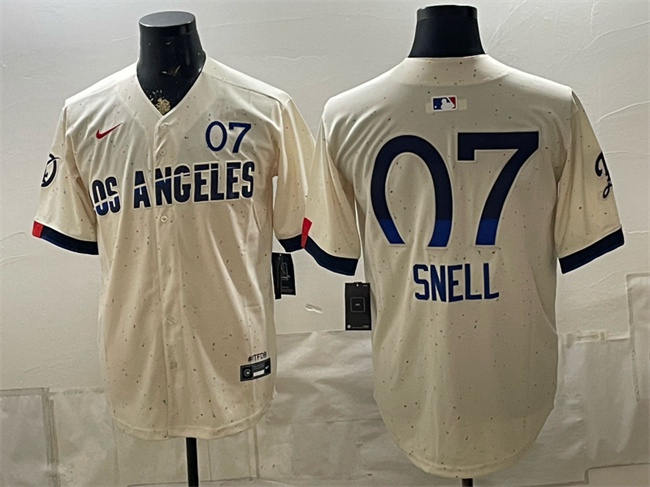 Men's Los Angeles Dodgers #7 Blake Snell Cream 2024 City Connect Limited Stitched Baseball Jersey