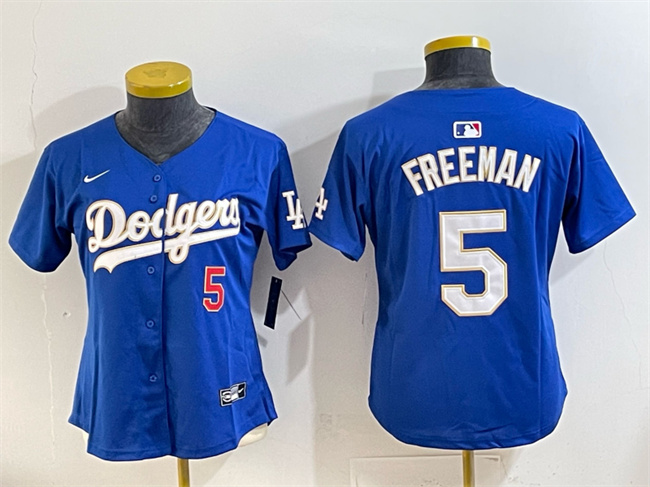 Women's Los Angeles Dodgers #5 Freddie Freeman Royal Gold Limited Stitched Baseball Jersey(Run Small) Women's Los Angeles Dodgers #5 Freddie Freeman Royal Gold Limited Stitched Baseball Jersey(Run Small)