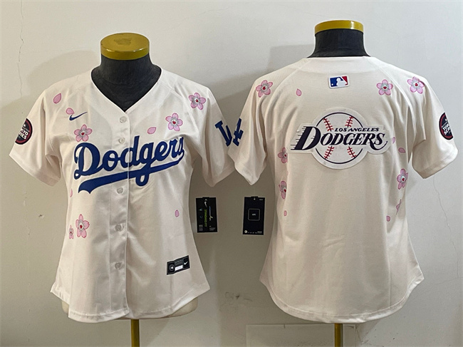 Women's Los Angeles Dodgers Team Big Logo Cream 2025 Tokyo Series Limited Stitched Baseball Jersey(Run Small) 1 Women's Los Angeles Dodgers Team Big Logo Cream 2025 Tokyo Series Limited Stitched Baseball Jersey(Run Small) 1