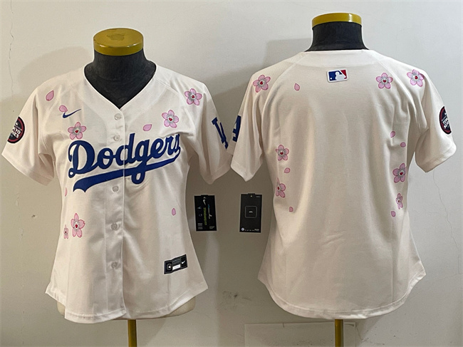 Women's Los Angeles Dodgers Blank Cream 2025 Tokyo Series Limited Stitched Baseball Women's Los Angeles Dodgers Blank Cream 2025 Tokyo Series Limited Stitched Baseball