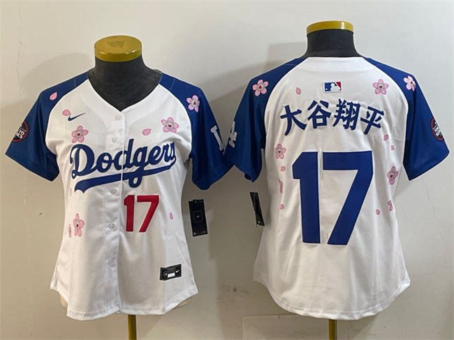 Women's Los Angeles Dodgers #17 大谷翔平 White Royal 2025 Tokyo Series Limited Stitched Baseball Jersey(Run Small) Women's Los Angeles Dodgers #17 大谷翔平 White Royal 2025 Tokyo Series Limited Stitched Baseball Jersey(Run Small)