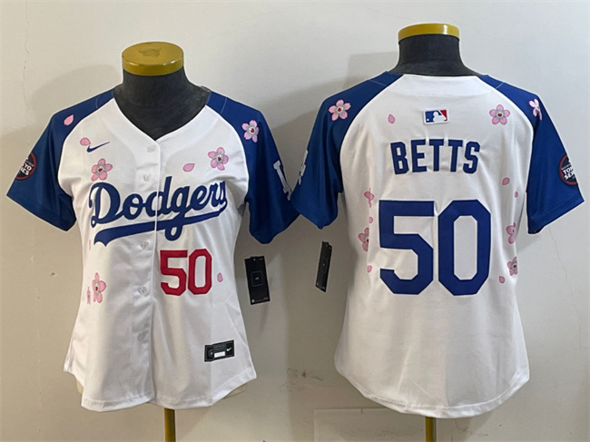 Youth Los Angeles Dodgers #50 Mookie Betts White Royal 2025 Tokyo Series Limited Stitched Baseball Jersey Youth Los Angeles Dodgers #50 Mookie Betts White Royal 2025 Tokyo Series Limited Stitched Baseball Jersey