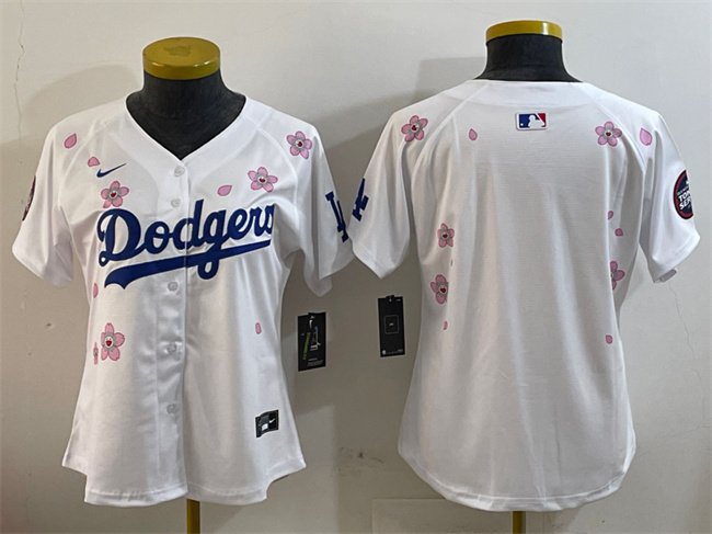 Women's Los Angeles Dodgers Blank White 2025 Tokyo Series Limited Stitched Baseball Jersey(Run Small)