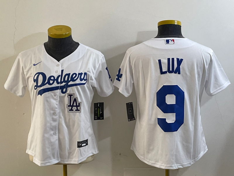 Women's Los Angeles Dodgers #9 lux White Cool Base Stitched Baseball Jersey 6 Women's Los Angeles Dodgers #9 lux White Cool Base Stitched Baseball Jersey 6