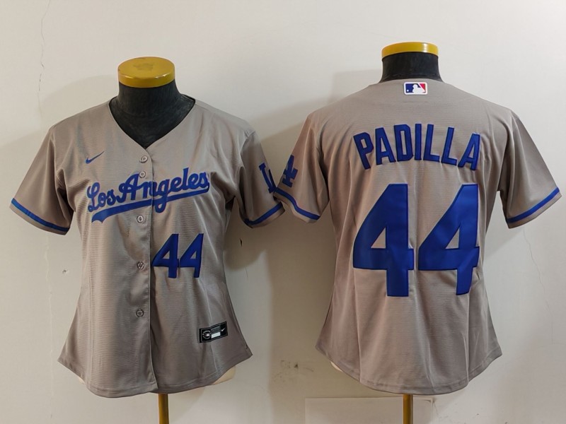 Women's Los Angeles Dodgers #44 Vicente Padilla Grey Stitched Jersey(Run Small) 10 Women's Los Angeles Dodgers #44 Vicente Padilla Grey Stitched Jersey(Run Small) 10