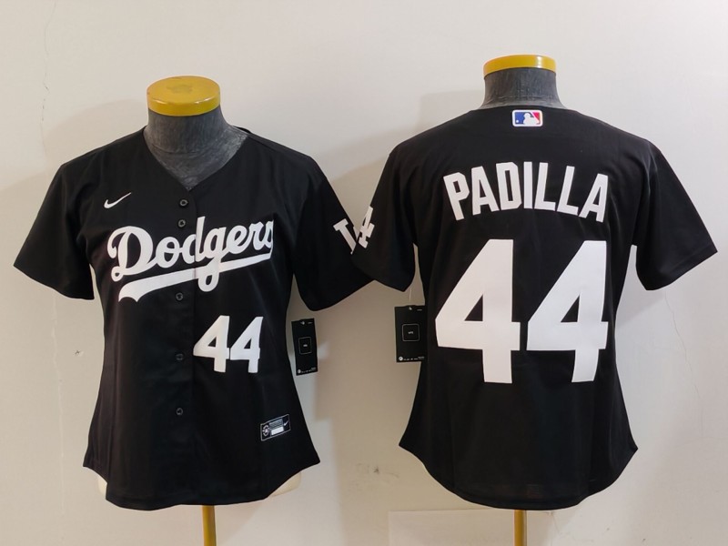 Women's Los Angeles Dodgers #44 Vicente Padilla Black Stitched Jersey(Run Small) 3 Women's Los Angeles Dodgers #44 Vicente Padilla Black Stitched Jersey(Run Small) 3