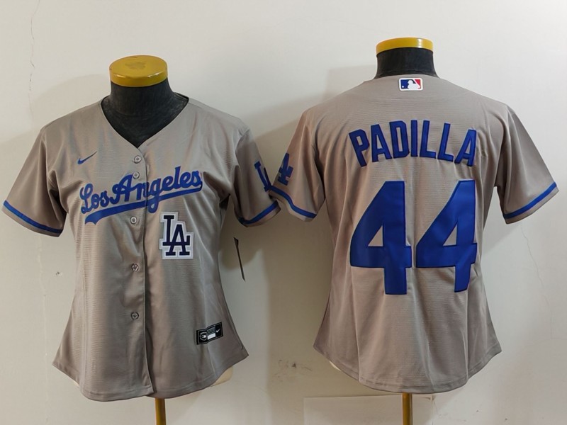 Women's Los Angeles Dodgers #44 Vicente Padilla Grey Stitched Jersey(Run Small) 8 Women's Los Angeles Dodgers #44 Vicente Padilla Grey Stitched Jersey(Run Small) 8