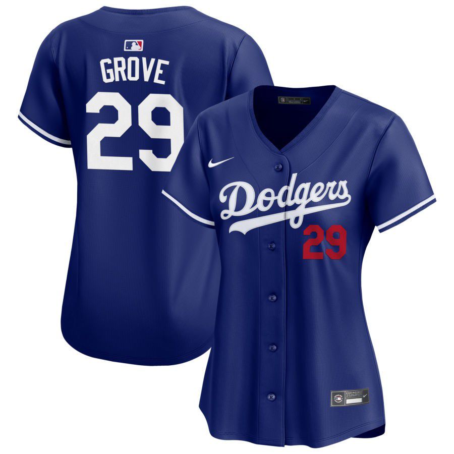 Women's Los Angeles Dodgers #29 Michael Grove Blue Stitched Baseball Jersey Women's Los Angeles Dodgers #29 Michael Grove Blue Stitched Baseball Jersey