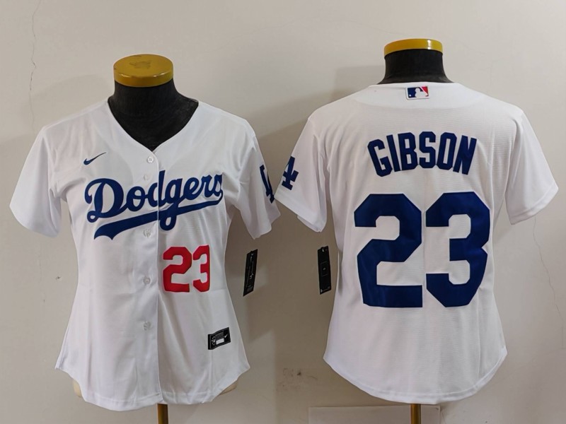 Women's Los Angeles Dodgers #23 Kirk Gibson White Stitched Jersey(Run Small) 1 Women's Los Angeles Dodgers #23 Kirk Gibson White Stitched Jersey(Run Small) 1