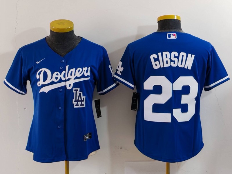 Women's Los Angeles Dodgers #23 Kirk Gibson Blue Stitched Jersey(Run Small) 2 Women's Los Angeles Dodgers #23 Kirk Gibson Blue Stitched Jersey(Run Small) 2