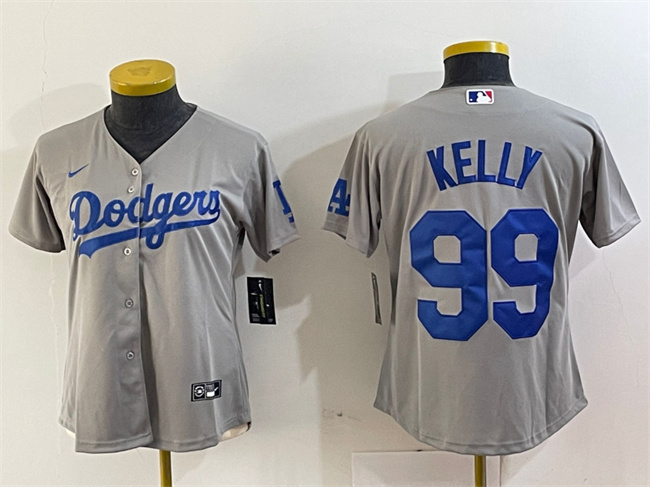 Women's Los Angeles Dodgers #99 Joe Kelly Grey Stitched Jersey(Run Small) 1 Women's Los Angeles Dodgers #99 Joe Kelly Grey Stitched Jersey(Run Small) 1