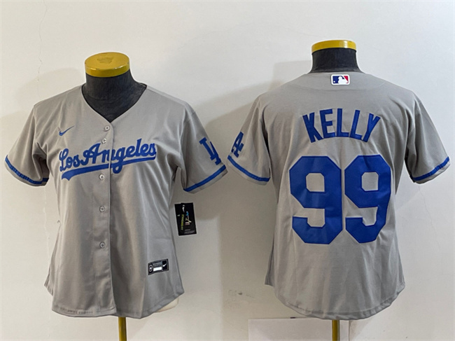 Women's Los Angeles Dodgers #99 Joe Kelly Grey Stitched Jersey(Run Small) Women's Los Angeles Dodgers #99 Joe Kelly Grey Stitched Jersey(Run Small)