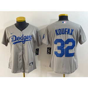 Women MLB Dodgers 32 Sandy Koufax Gray Nike Cool Base Women Jersey Women MLB Dodgers 32 Sandy Koufax Gray Nike Cool Base Women Jersey