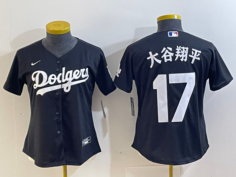 Women's Los Angeles Dodgers #17 大谷翔平 Black Stitched Jersey(Run Small) Women's Los Angeles Dodgers #17 大谷翔平 Black Stitched Jersey(Run Small)