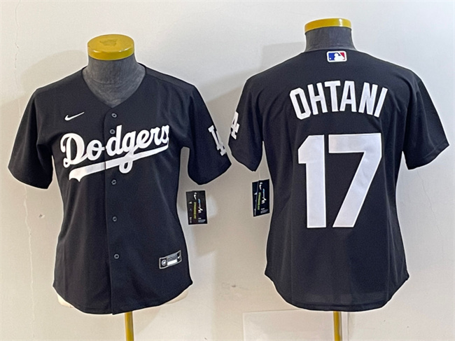 Women's Los Angeles Dodgers #17 Shohei Ohtani Black Stitched Jersey(Run Small) Women's Los Angeles Dodgers #17 Shohei Ohtani Black Stitched Jersey(Run Small)