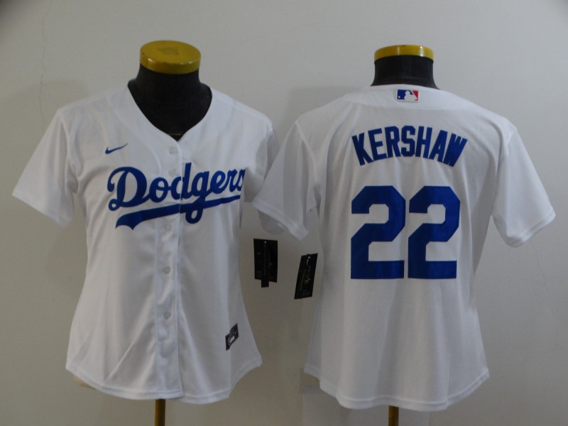 Women's Los Angeles Dodgers #22 Clayton Kershaw White Cool Base Stitched Jersey(Run Small) Women's Los Angeles Dodgers #22 Clayton Kershaw White Cool Base Stitched Jersey(Run Small)