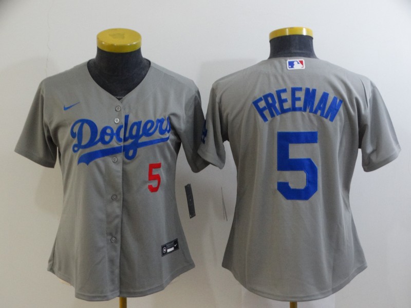 Women's Los Angeles Dodgers #5 Freddie Freeman Grey Cool Base Stitched Baseball Women's Los Angeles Dodgers #5 Freddie Freeman Grey Cool Base Stitched Baseball