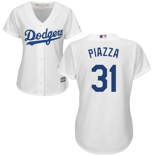 Dodgers #31 Mike Piazza White Home Women's Stitched MLB Jersey Dodgers #31 Mike Piazza White Home Women's Stitched MLB Jersey
