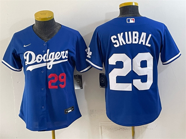 Women's Los Angeles Dodgers #29 Tarik Skubal Royal Cool Base Stitched Baseball Jersey(Run Small)