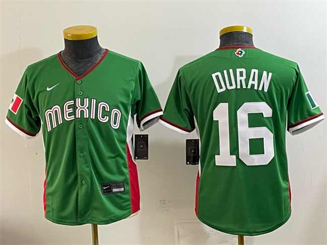 Youth Mexico Baseball #16 Jarren Duran Green 2026 World Baseball Classic Stadium Stitched Baseball Jersey Youth Mexico Baseball #16 Jarren Duran Green 2026 World Baseball Classic Stadium Stitched Baseball Jersey