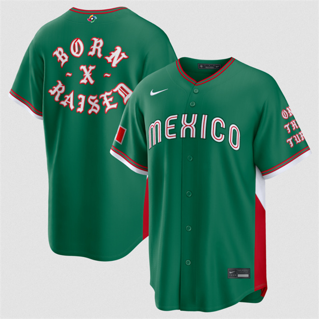 Men's Mexico Baseball Born x Raised Green 2026 World Baseball Classic Stadium Stitched Jersey Men's Mexico Baseball Born x Raised Green 2026 World Baseball Classic Stadium Stitched Jersey