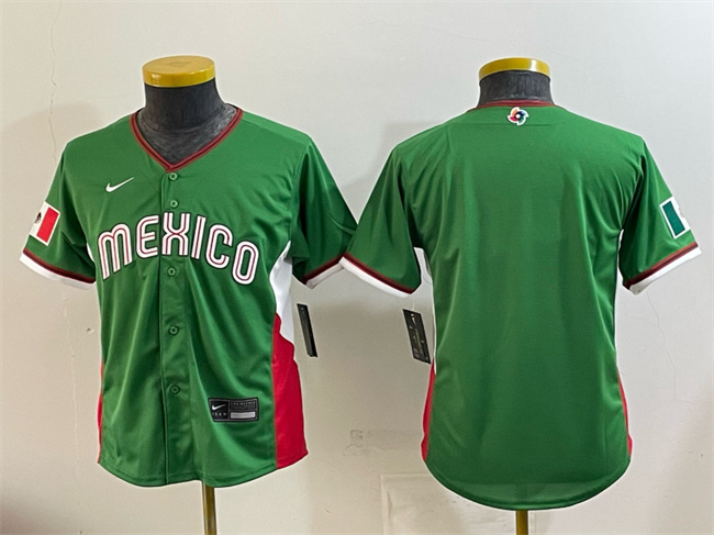 Youth Mexico Baseball Blank Green 2026 World Baseball Classic Stadium Stitched Baseball Jersey Youth Mexico Baseball Blank Green 2026 World Baseball Classic Stadium Stitched Baseball Jersey