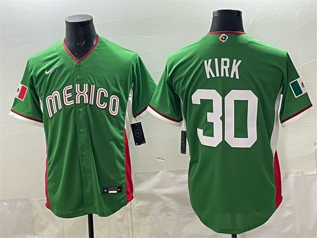 Men's Mexico Baseball #30 Alejandro Kirk Green 2026 World Baseball Classic Stadium Stitched Jersey Men's Mexico Baseball #30 Alejandro Kirk Green 2026 World Baseball Classic Stadium Stitched Jersey