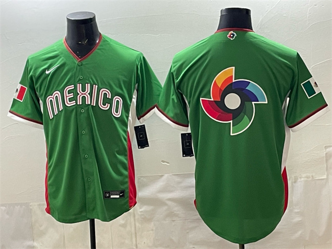 Men's Mexico Baseball Team Big Logo Green 2026 World Baseball Classic Stadium Stitched Jersey 001 Men's Mexico Baseball Team Big Logo Green 2026 World Baseball Classic Stadium Stitched Jersey 001