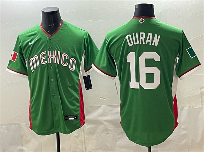 Men's Mexico Baseball #16 Jarren Duran Green 2026 World Baseball Classic Stadium Stitched Jersey Men's Mexico Baseball #16 Jarren Duran Green 2026 World Baseball Classic Stadium Stitched Jersey