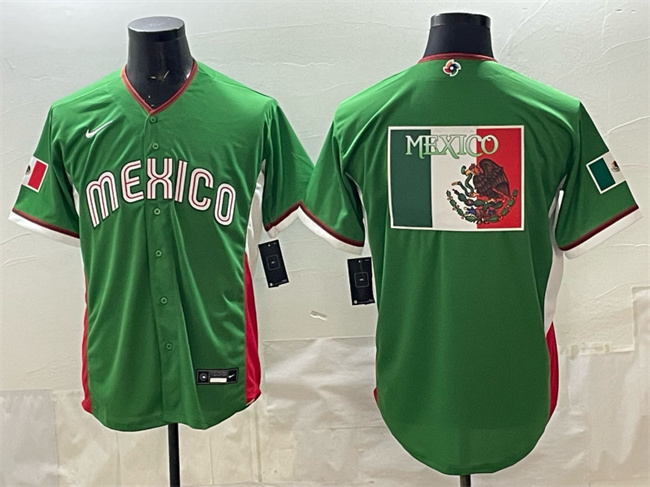 Men's Mexico Baseball Team Big Logo Green 2026 World Baseball Classic Stadium Stitched Jersey a Men's Mexico Baseball Team Big Logo Green 2026 World Baseball Classic Stadium Stitched Jersey a