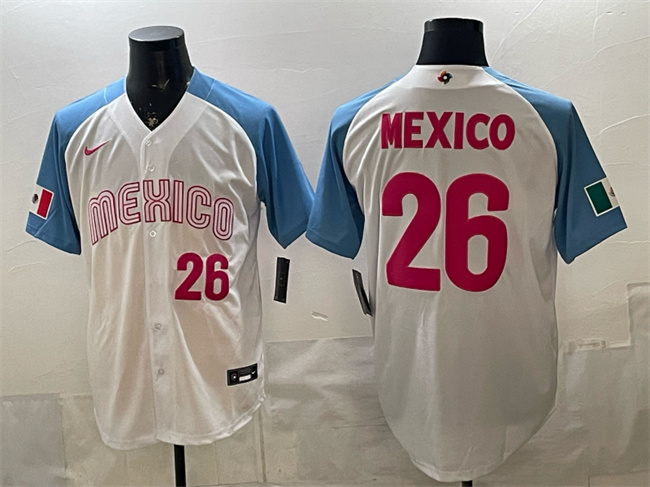 Men's Mexico Baseball #26 Mexico White 2026 World Baseball Classic Home Stadium Stitched Jersey Men's Mexico Baseball #26 Mexico White 2026 World Baseball Classic Home Stadium Stitched Jersey