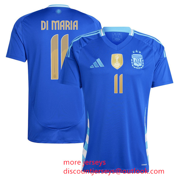Men's Argentina #11 Di maria 2024 Blue Away Soccer Jersey