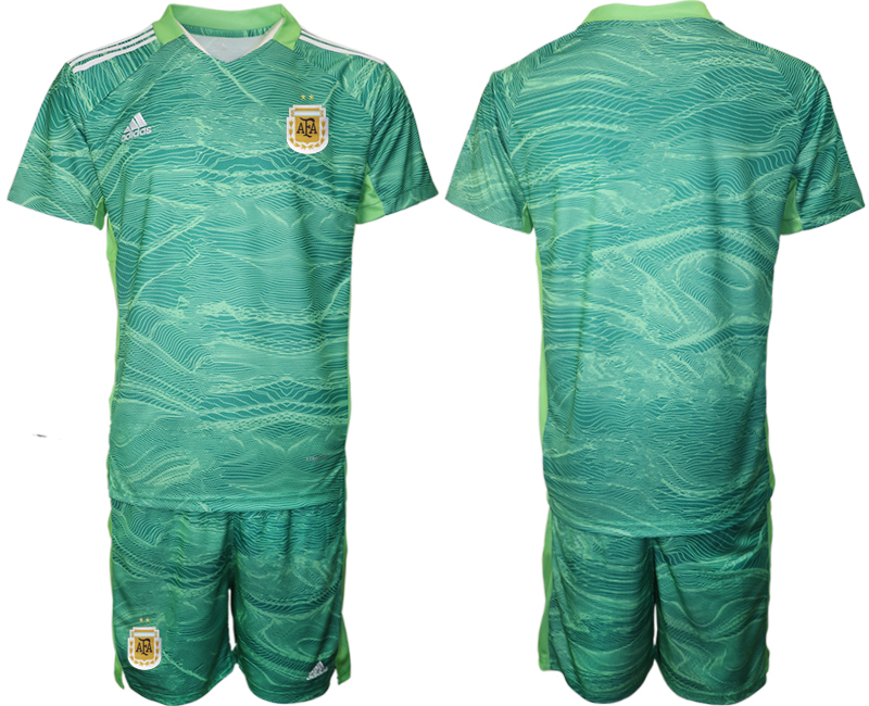 Men's Argentina Blank Green goalkeeper Jersey