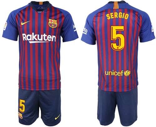 Barcelona #5 Sergio Home Soccer Club Jersey Barcelona #5 Sergio Home Soccer Club Jersey