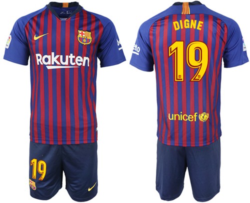 Barcelona #19 Digne Home Soccer Club Jersey