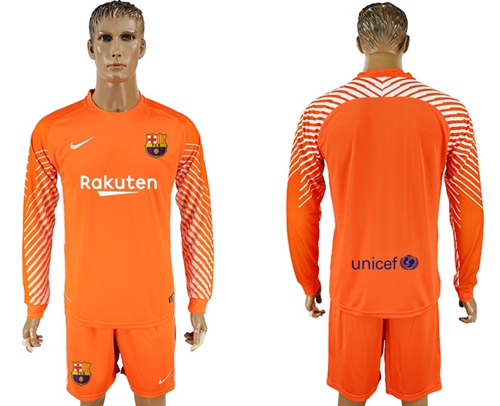 Barcelona Blank Orange Goalkeeper Long Sleeves Soccer Club Jersey Barcelona Blank Orange Goalkeeper Long Sleeves Soccer Club Jersey