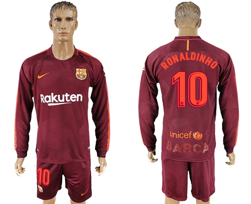 Barcelona #10 Ronaldinho Sec Away Long Sleeves Soccer Club Jersey Barcelona #10 Ronaldinho Sec Away Long Sleeves Soccer Club Jersey