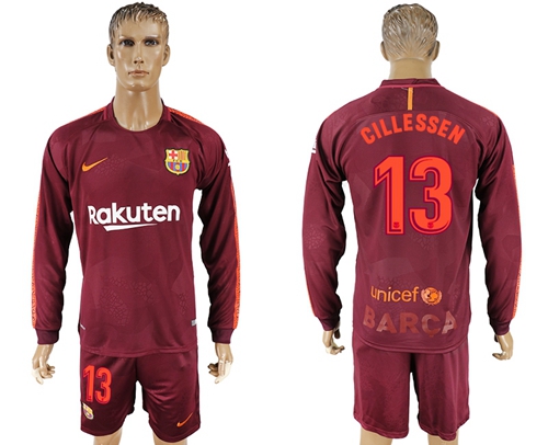 Barcelona #13 Cillessen Sec Away Long Sleeves Soccer Club Jersey Barcelona #13 Cillessen Sec Away Long Sleeves Soccer Club Jersey