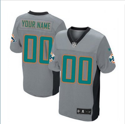 Men's Nike Miami Dolphins Customized Elite Grey Shadow NFL Jersey Men's Nike Miami Dolphins Customized Elite Grey Shadow NFL Jersey