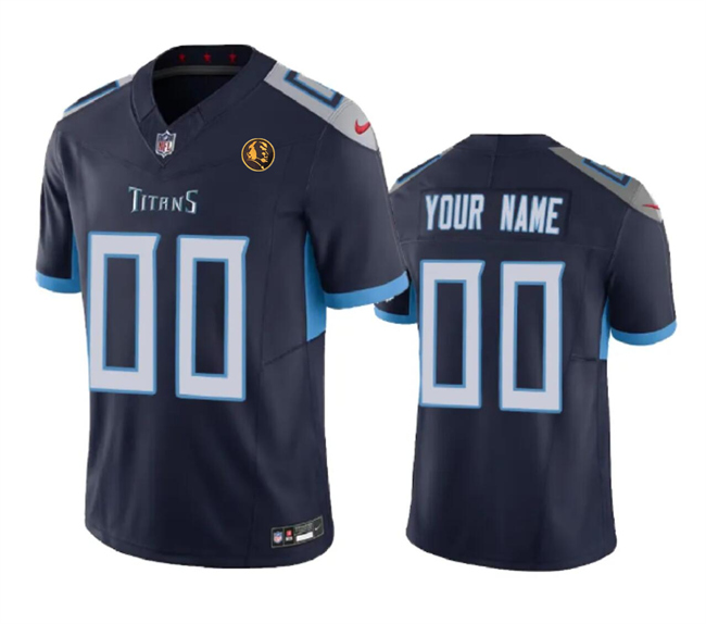 Men's Tennessee Titans Active Player Custom Navy 2023 F.U.S.E. With John Madden Patch Vapor Limited Stitched Football Jersey Men's Tennessee Titans Active Player Custom Navy 2023 F.U.S.E. With John Madden Patch Vapor Limited Stitched Football Jersey