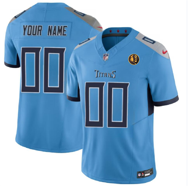 Men's Tennessee Titans Active Player Custom Blue 2023 F.U.S.E. With John Madden Patch Vapor Limited Stitched Football Jersey Men's Tennessee Titans Active Player Custom Blue 2023 F.U.S.E. With John Madden Patch Vapor Limited Stitched Football Jersey